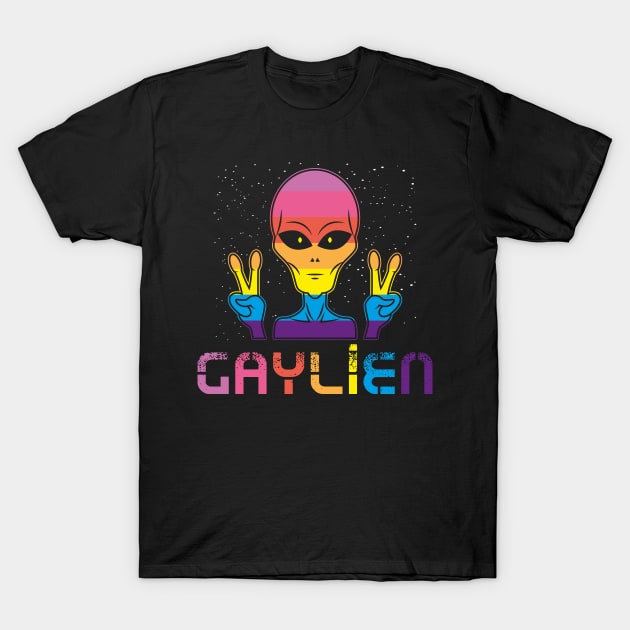 Gay Alien Gaylien Rainbow Pride LGBT Gift T-Shirt by Fresan